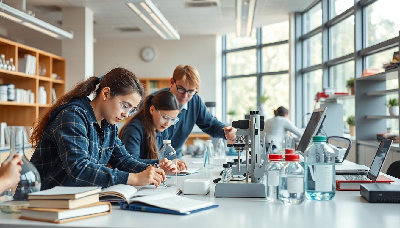 Student using a study guide to organize academic notes